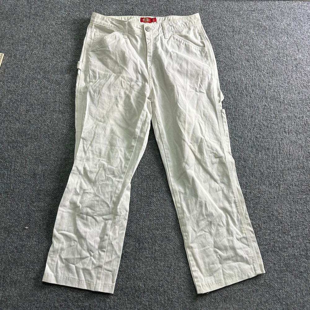 Dickies Carpenter Pants Womens 7/28 White Cotton Utility Straight Leg Skater